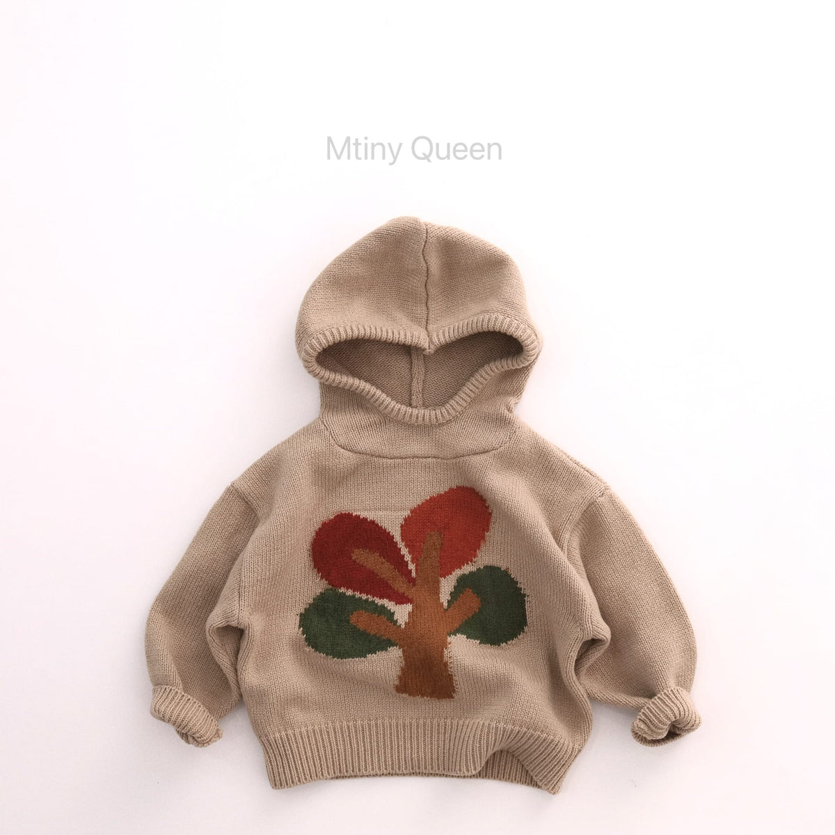 キッズ コットン フラワー柄 フード付き 長袖 ニットセーター【mh0014394】 Mtiny Queen ニット・セーター