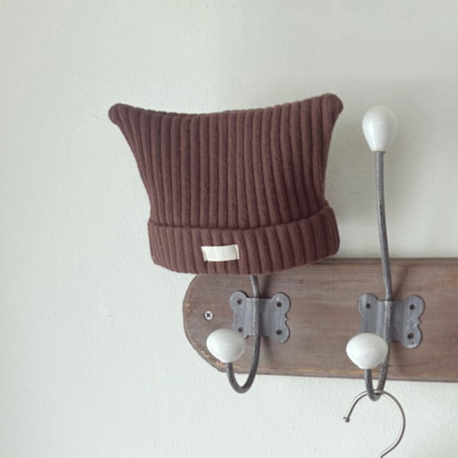 ベビー リブ ニット ニュアンスカラー 長袖 ロンパース 帽子【mh0014399】 Coffee Horn Hat / One Size BBAMMA 長袖ロンパース