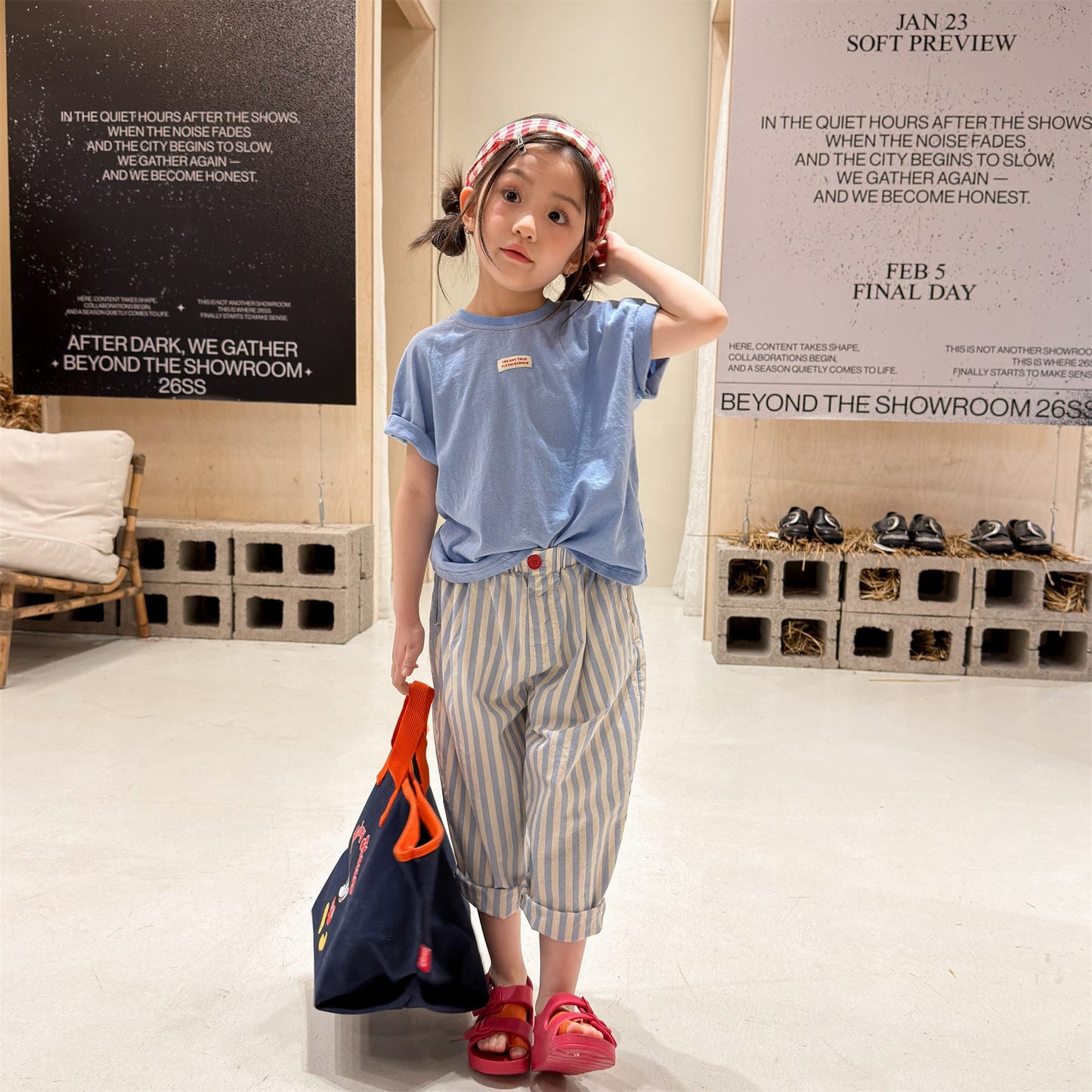 Minimal Woven Patch T-Shirt ドロップショルダー 半袖Tシャツ【mh0013224】 ADbaby 半袖Tシャツ