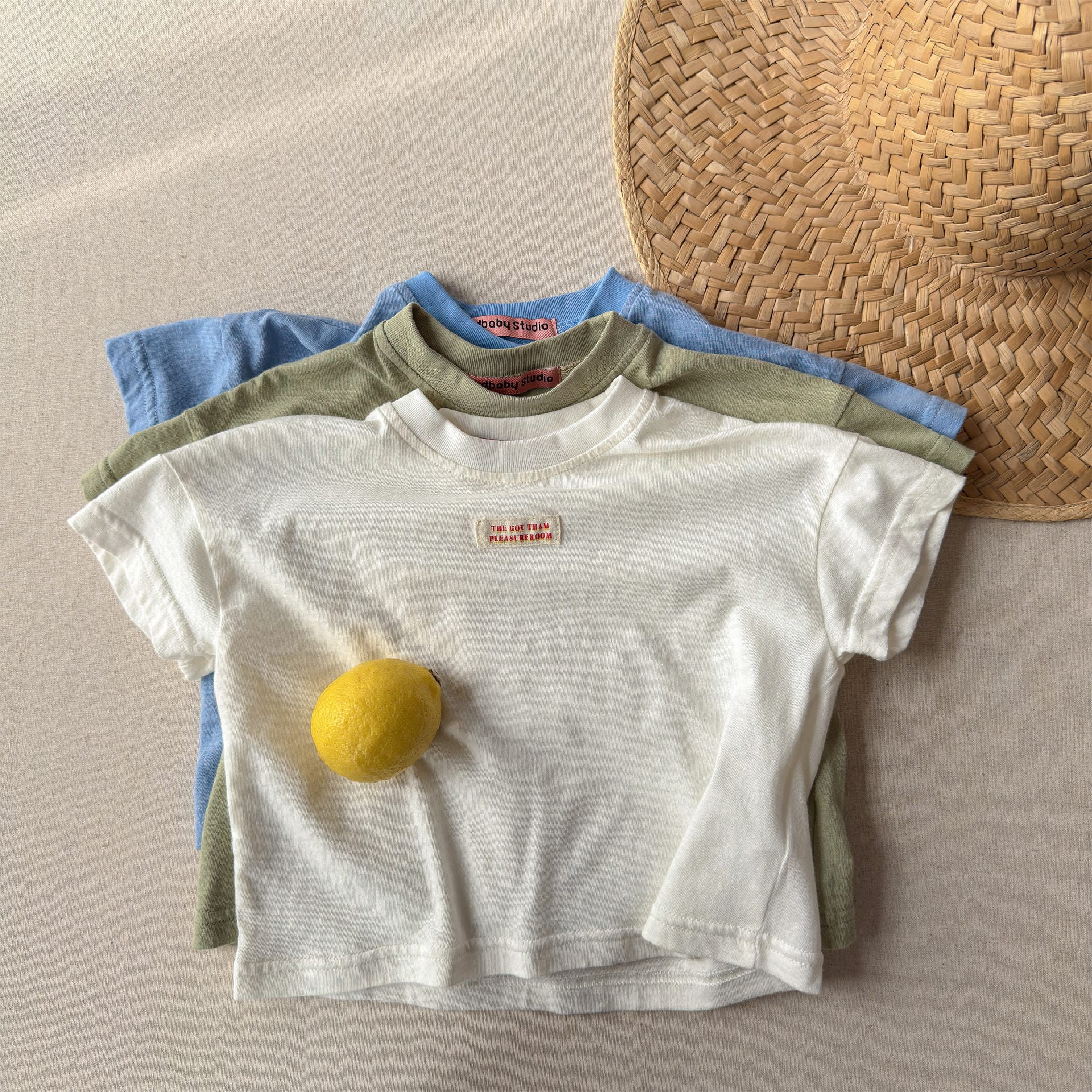 Minimal Woven Patch T-Shirt ドロップショルダー 半袖Tシャツ【mh0013224】 ADbaby 半袖Tシャツ