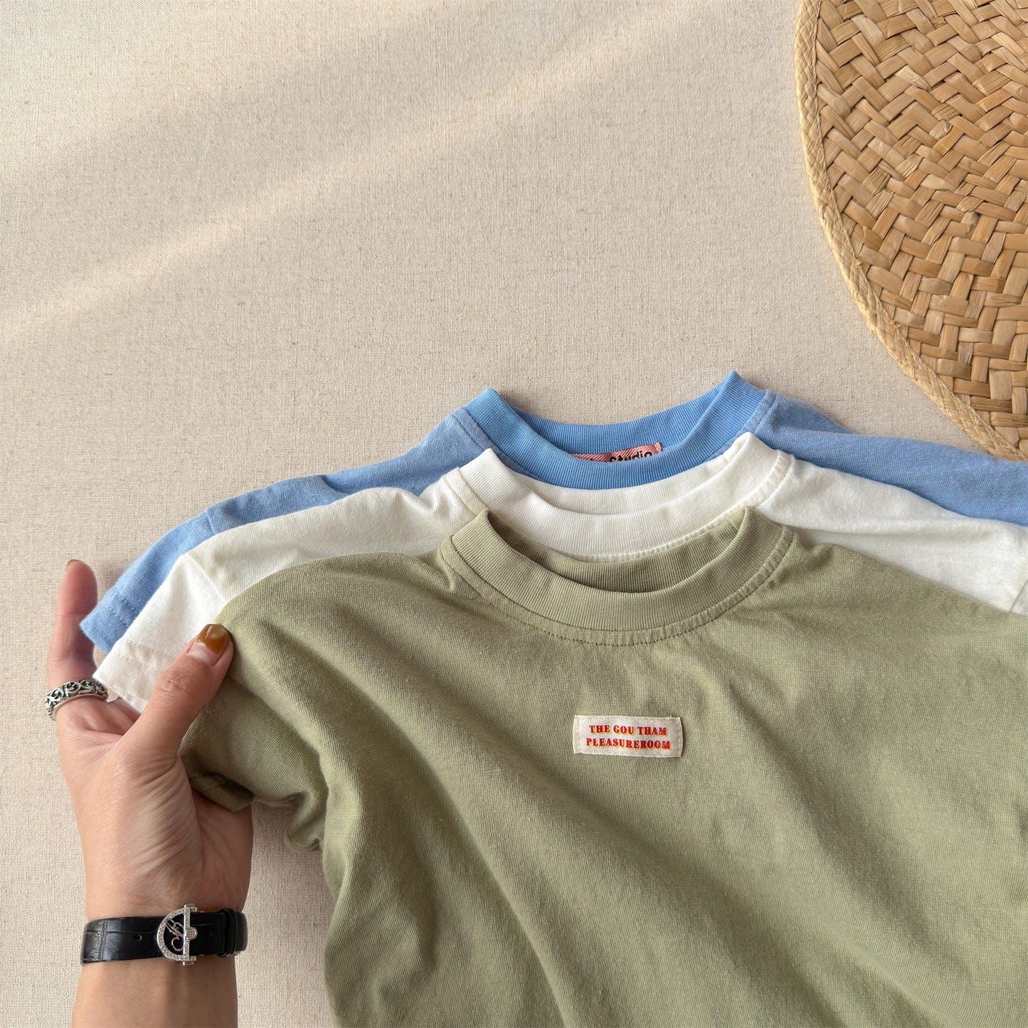 Minimal Woven Patch T-Shirt ドロップショルダー 半袖Tシャツ【mh0013224】 ADbaby 半袖Tシャツ