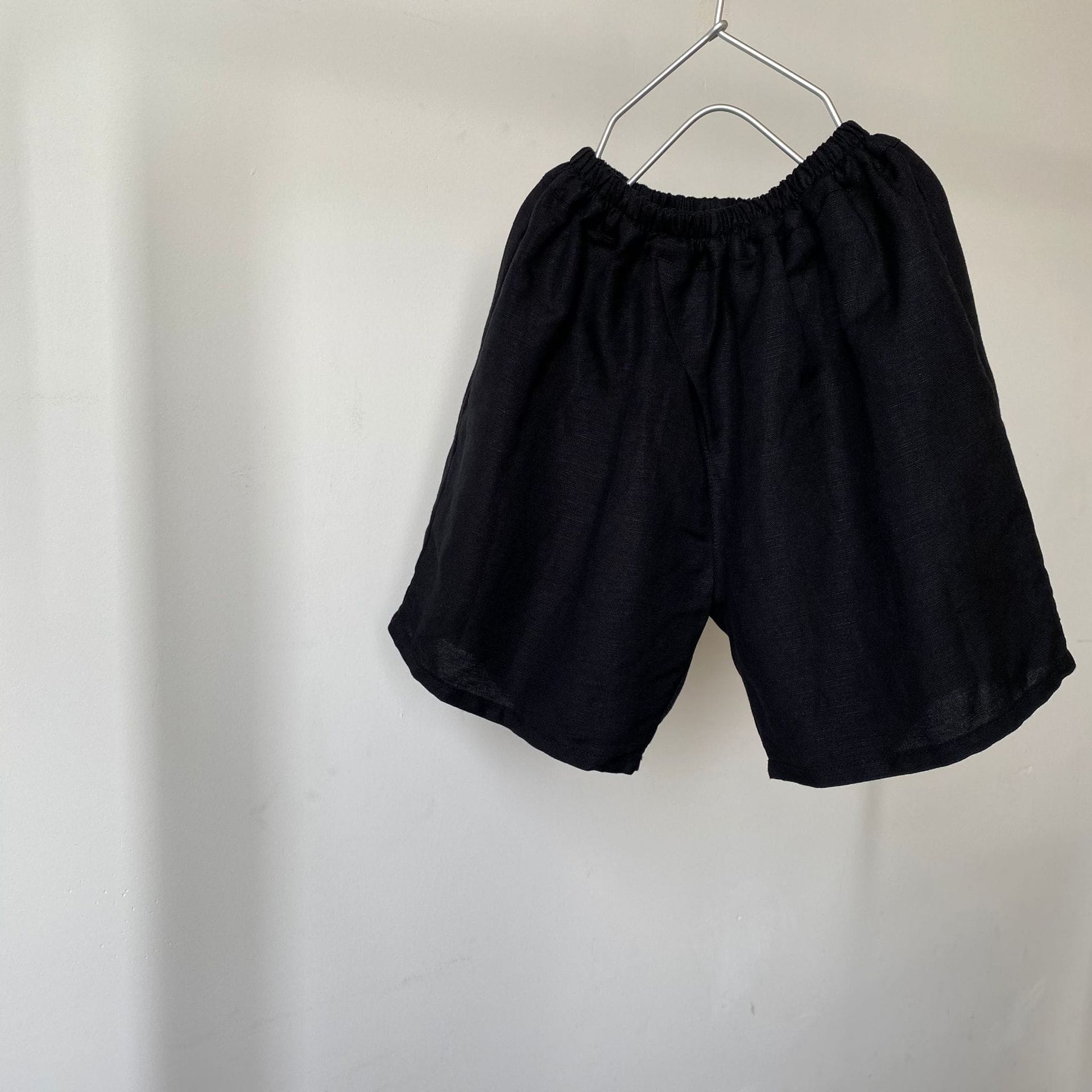 Minimalist Linen Drawstring Wide Shorts リネン ハーフパンツ【mh0013638】 Black / 80cm GL-Kids ハーフパンツ・ショートパンツ