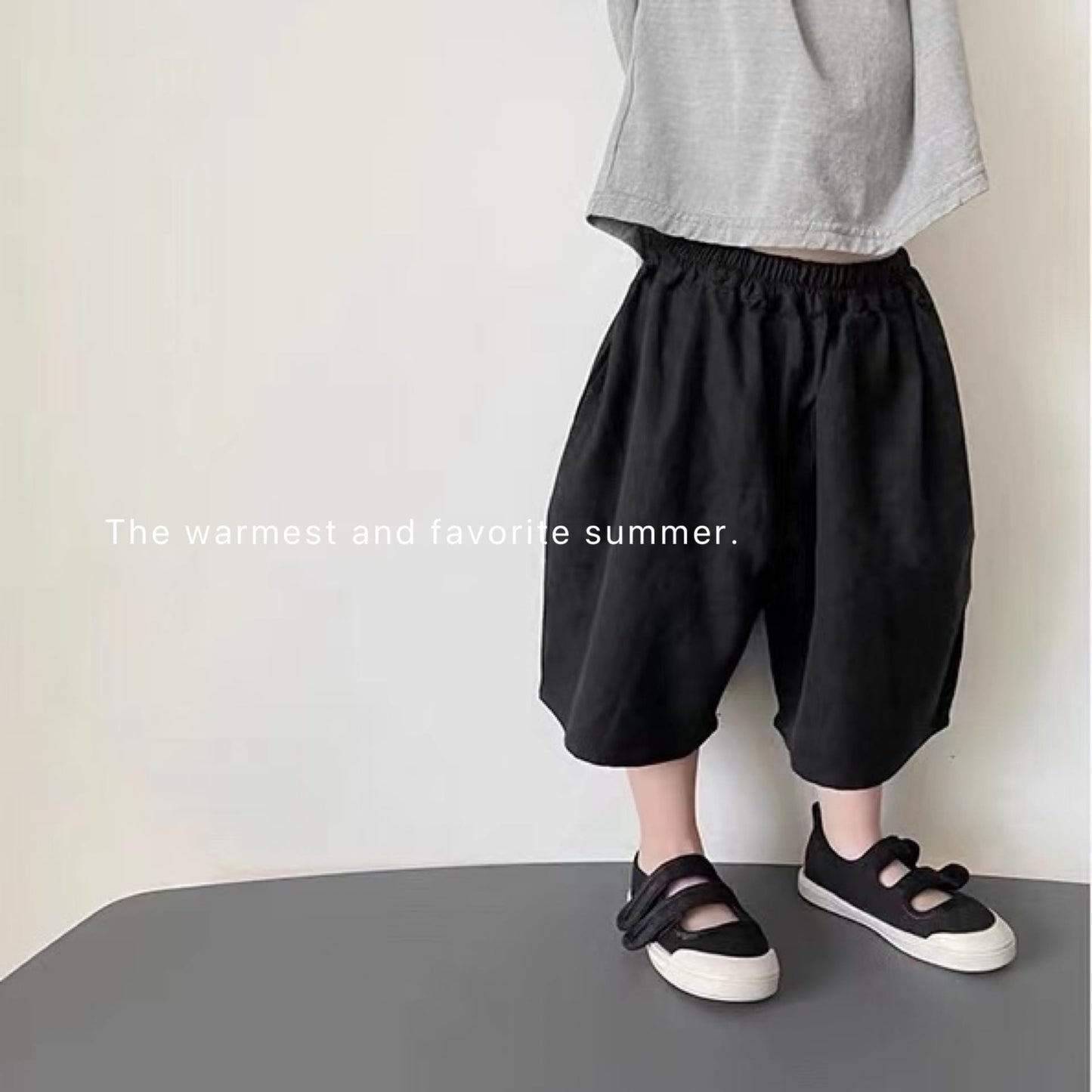 Minimalist Linen Drawstring Wide Shorts リネン ハーフパンツ【mh0013638】 GL-Kids ハーフパンツ・ショートパンツ