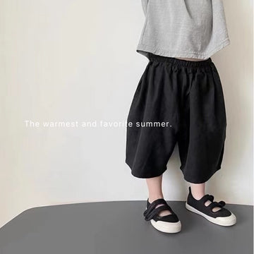 Minimalist Linen Drawstring Wide Shorts リネン ハーフパンツ【mh0013638】 GL-Kids ハーフパンツ・ショートパンツ