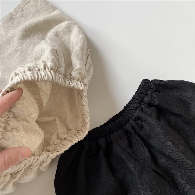 Minimalist Linen Drawstring Wide Shorts リネン ハーフパンツ【mh0013638】 GL-Kids ハーフパンツ・ショートパンツ