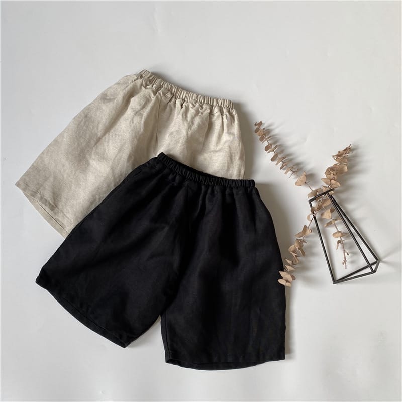Minimalist Linen Drawstring Wide Shorts リネン ハーフパンツ【mh0013638】 GL-Kids ハーフパンツ・ショートパンツ