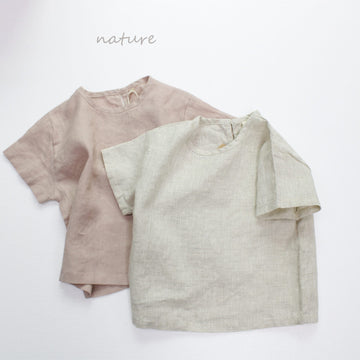 Minimalist Pullover Linen Top リネン 半袖シャツ【mh0013632】 Forest Map 半袖シャツ・ブラウス