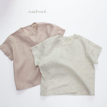 Minimalist Pullover Linen Top リネン 半袖シャツ【mh0013632】 Forest Map 半袖シャツ・ブラウス