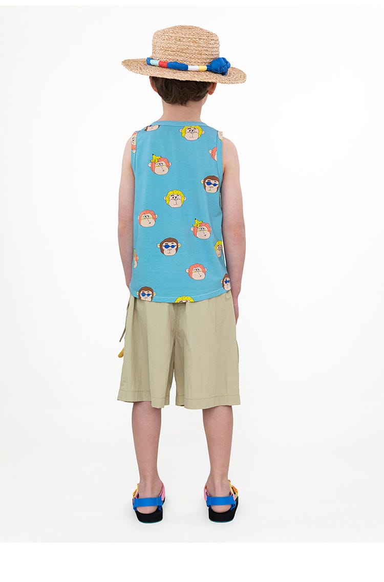 Monkey Print T-shirt Shorts 猿モチーフ 半袖Tシャツ ハーフパンツ【mh0013094】 RICE & SKY 半袖セットアップ
