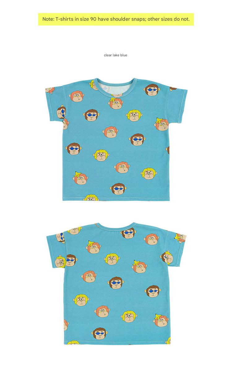 Monkey Print T-shirt Shorts 猿モチーフ 半袖Tシャツ ハーフパンツ【mh0013094】 RICE & SKY 半袖セットアップ