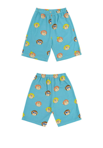 Monkey Print T-shirt Shorts 猿モチーフ 半袖Tシャツ ハーフパンツ【mh0013094】 RICE & SKY 半袖セットアップ