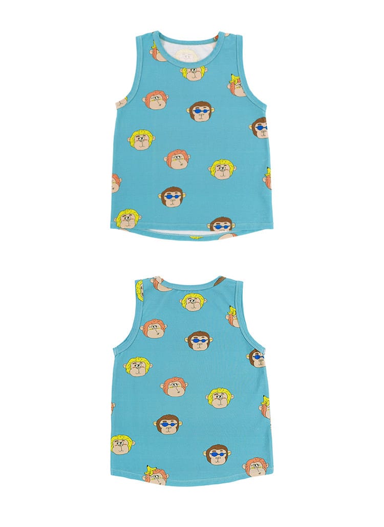 Monkey Print T-shirt Shorts 猿モチーフ 半袖Tシャツ ハーフパンツ【mh0013094】 RICE & SKY 半袖セットアップ