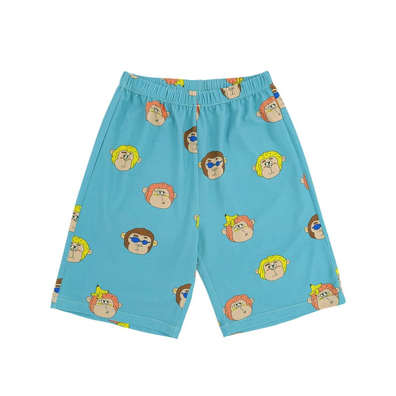 Monkey Print T-shirt Shorts 猿モチーフ 半袖Tシャツ ハーフパンツ【mh0013094】 Shorts / 90cm RICE & SKY 半袖セットアップ