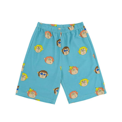 Monkey Print T-shirt Shorts 猿モチーフ 半袖Tシャツ ハーフパンツ【mh0013094】 Shorts / 90cm RICE & SKY 半袖セットアップ
