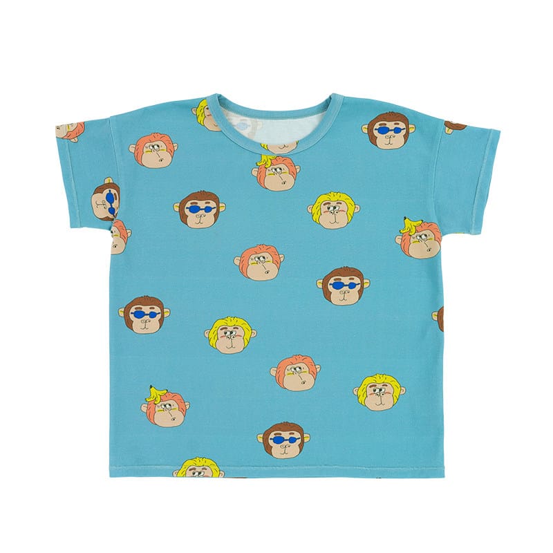 Monkey Print T-shirt Shorts 猿モチーフ 半袖Tシャツ ハーフパンツ【mh0013094】 T-shirt / 90cm RICE & SKY 半袖セットアップ