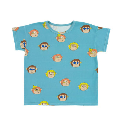 Monkey Print T-shirt Shorts 猿モチーフ 半袖Tシャツ ハーフパンツ【mh0013094】 T-shirt / 90cm RICE & SKY 半袖セットアップ