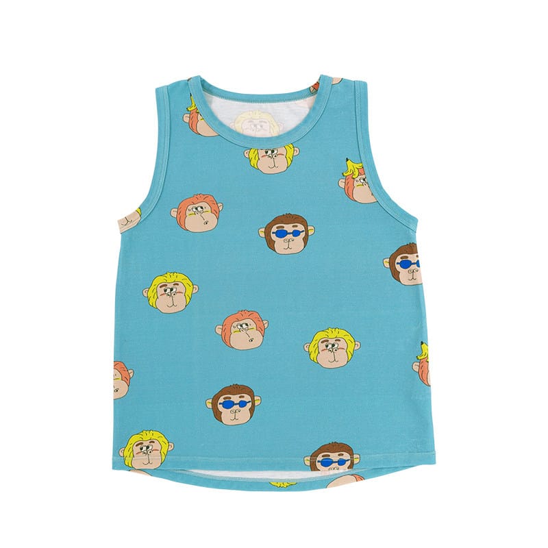Monkey Print T-shirt Shorts 猿モチーフ 半袖Tシャツ ハーフパンツ【mh0013094】 TankTop / 90cm RICE & SKY 半袖セットアップ