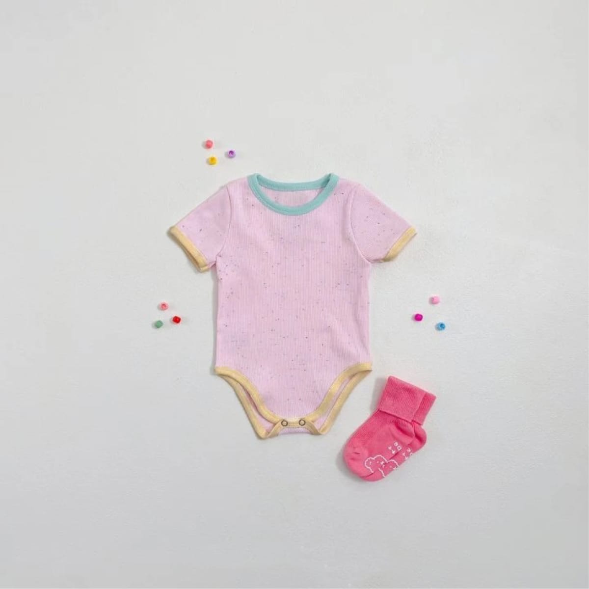 Mottle Speckled Short Sleeve Bodysuit ネップ 半袖ロンパース【mh0013509】 BBAMMA 半袖ロンパース
