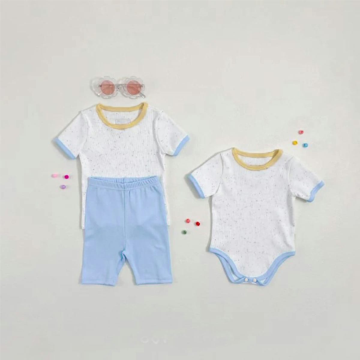Mottle Speckled Short Sleeve Bodysuit ネップ 半袖ロンパース【mh0013509】 BBAMMA 半袖ロンパース