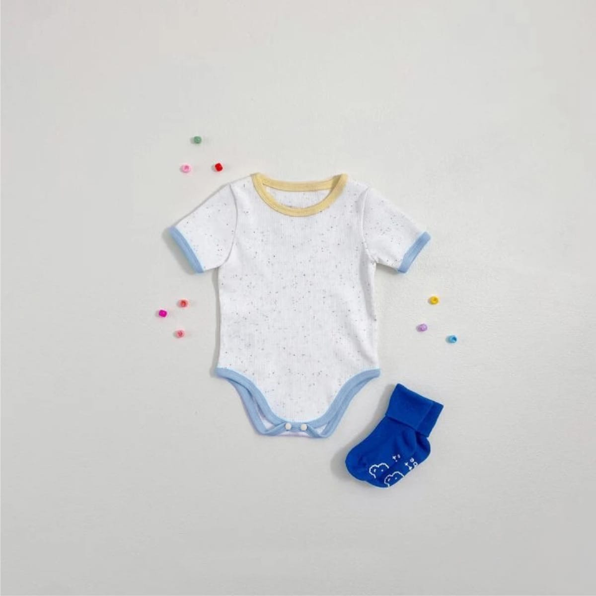 Mottle Speckled Short Sleeve Bodysuit ネップ 半袖ロンパース【mh0013509】 BBAMMA 半袖ロンパース