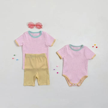 Mottle Speckled Short Sleeve Bodysuit ネップ 半袖ロンパース【mh0013509】 BBAMMA 半袖ロンパース