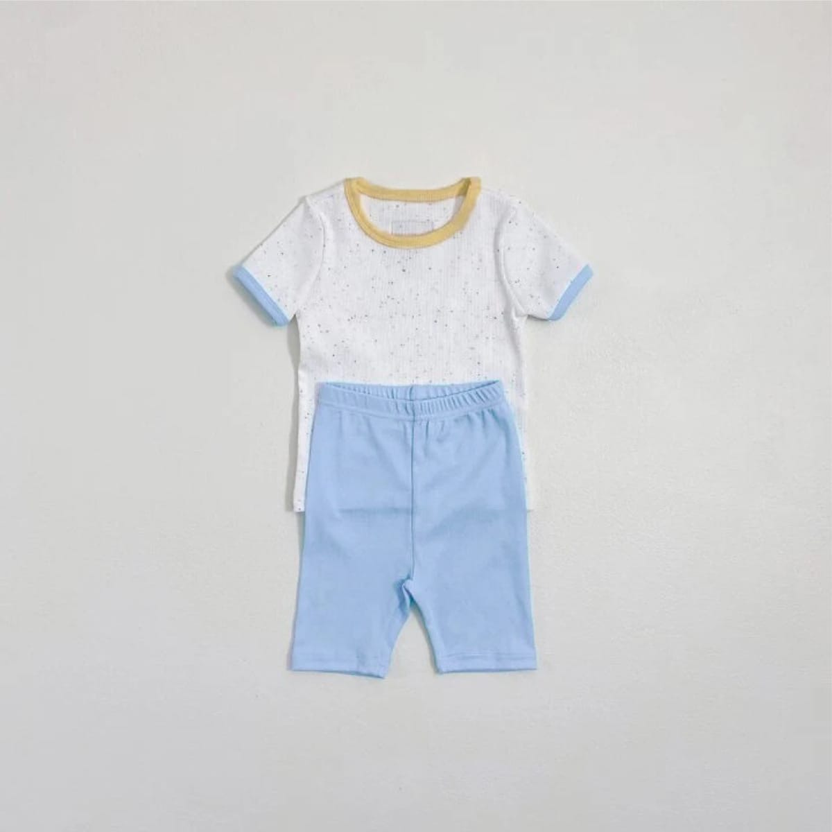 Mottle Speckled Short Sleeve Set ネップ 半袖Tシャツ ハーフパンツ セット【mh0013508】 White / 73cm BBAMMA 半袖セットアップ