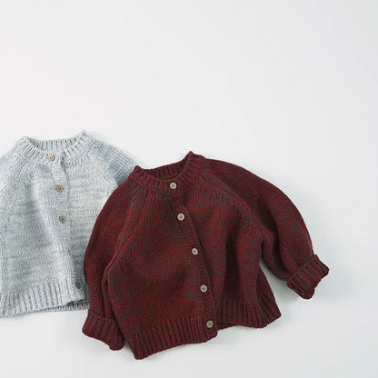 カーディガン・パーカー キッズカーディガン シンプルベーシックルーズニットジャケット 2カラー【mh0007103】