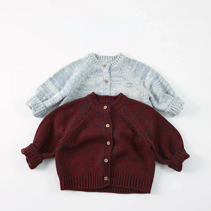 カーディガン・パーカー キッズカーディガン シンプルベーシックルーズニットジャケット 2カラー【mh0007103】