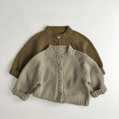 カーディガン・パーカー キッズカーディガン ツイストデザインシンプルベーシックニットジャケット 2カラー【mh0007359】