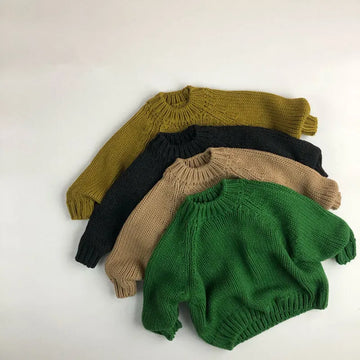 ニット・セーター キッズセーター ニットトップス ルーズシルエットプルオーバー シンプル ベーシック 4カラー ユニセックス 男の子 女の子 子供服【mh0003261】