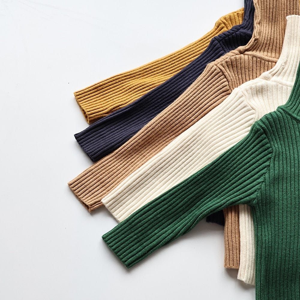 ニット・セーター キッズ服 タートルネック カットソー セーター ニット シンプル ベーシック 無地 5色 男の子【mh0002793】