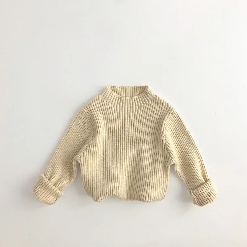 ニット・セーター beige / 80cm キッズトップス ニットハイネックカットソー 首元ゆったり 無地 シンプル ベーシック【mh0003473】