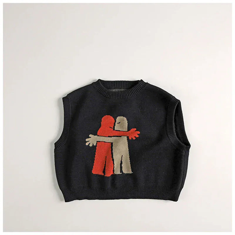 ベスト Black / 12M 80cm キッズベスト ニットアニメーションベストトップス 2カラー【mh0006946】