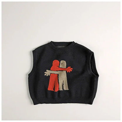 ベスト Black / 12M 80cm キッズベスト ニットアニメーションベストトップス 2カラー【mh0006946】