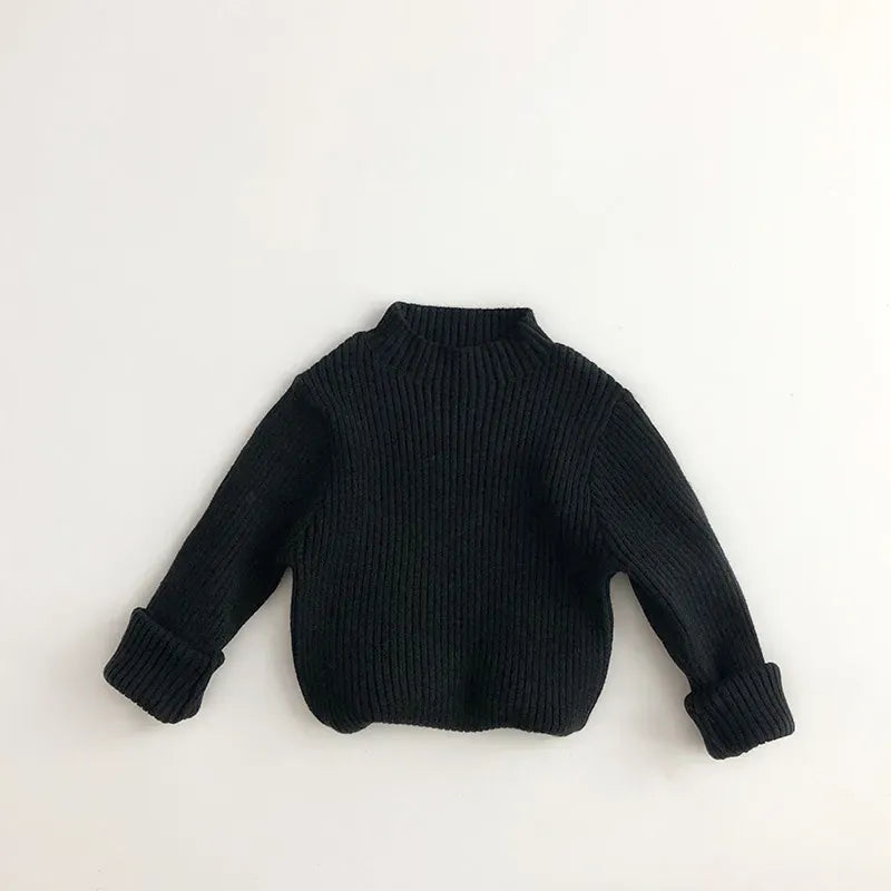 ニット・セーター black / 80cm キッズトップス ニットハイネックカットソー 首元ゆったり 無地 シンプル ベーシック【mh0003473】