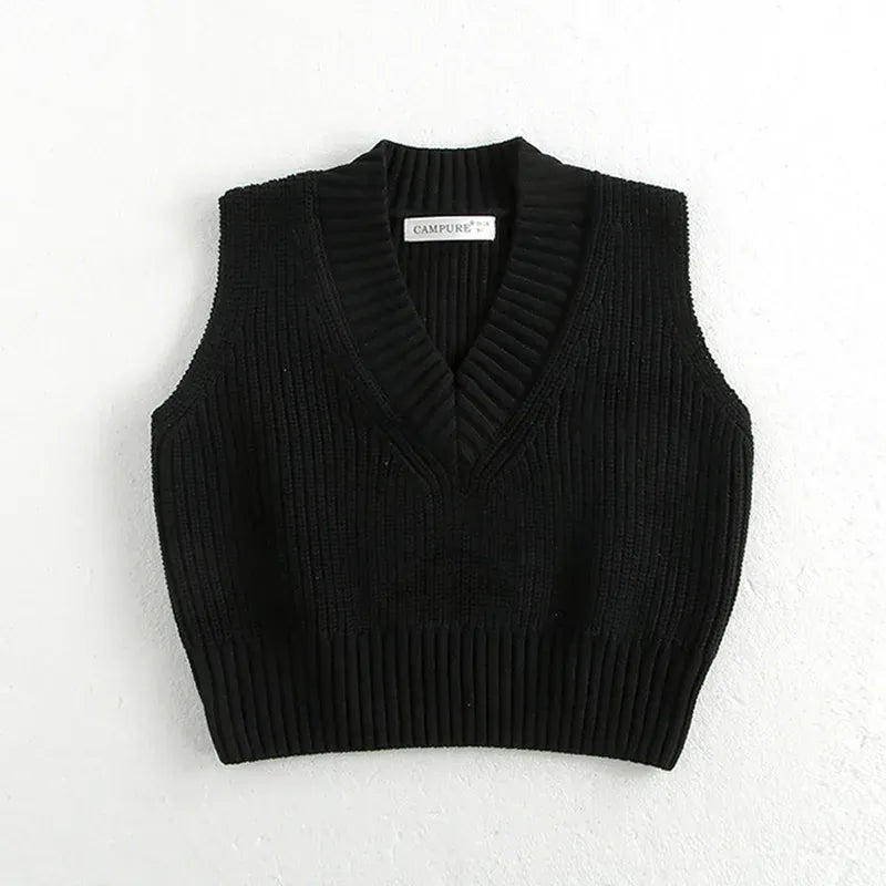 ベスト Black / 80cm キッズベスト シンプルVネックニットベスト【mh0008190】