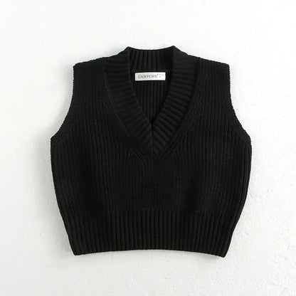 ベスト Black / 80cm キッズベスト シンプルVネックニットベスト【mh0008190】