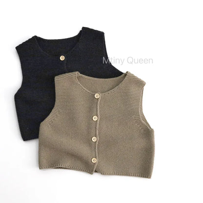 ベスト Brown / 80cm フロントボタンニットベスト【mh0011276】