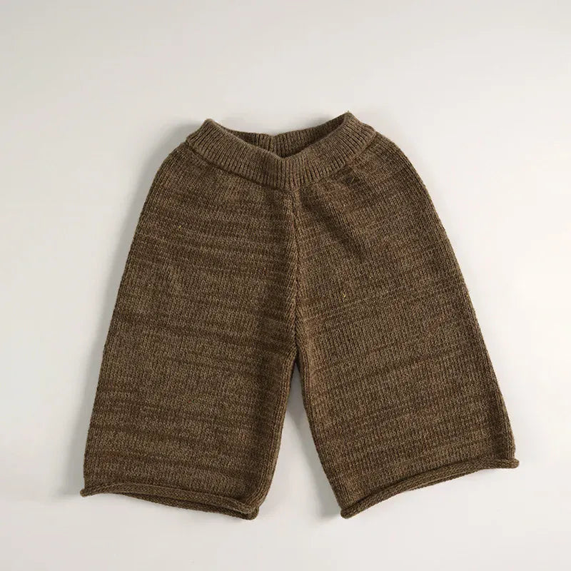 ノースリーブセットアップ brown Pants / 12M  80CM キッズベスト/パンツ ニットアシメベスト/ニットワイドパンツ【mh0008335】