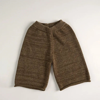 ノースリーブセットアップ brown Pants / 12M  80CM キッズベスト/パンツ ニットアシメベスト/ニットワイドパンツ【mh0008335】