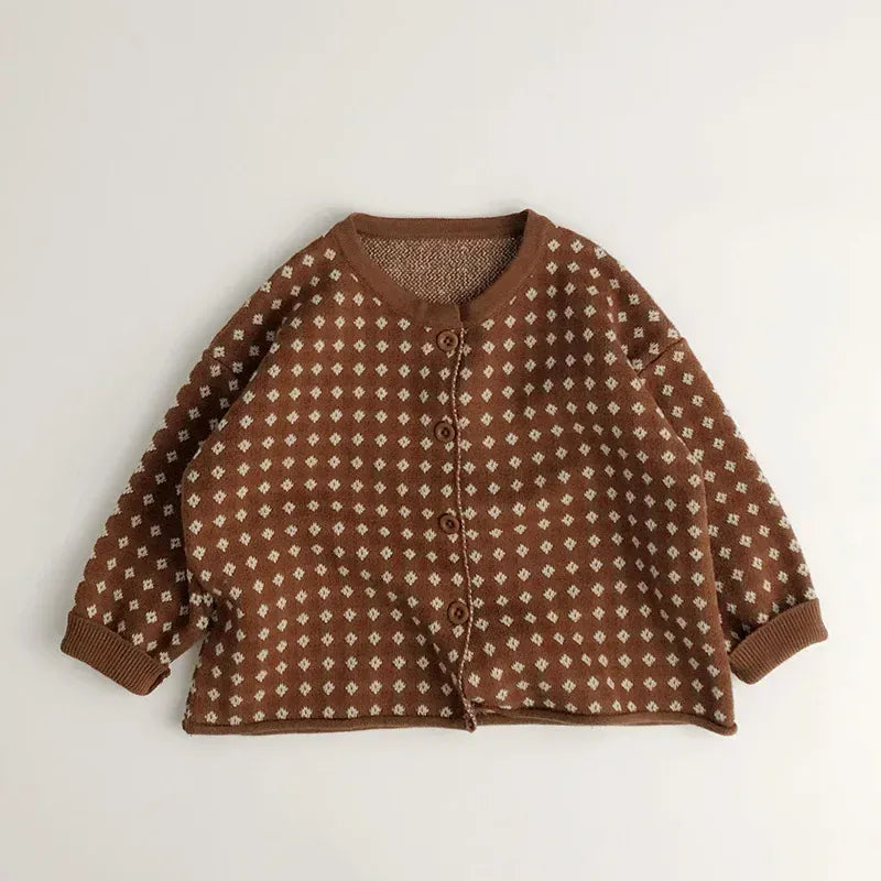 長袖セットアップ coat / 12M  80CM キッズカーディガン/ベスト/パンツ チェックニットセットアップ【mh0008955】