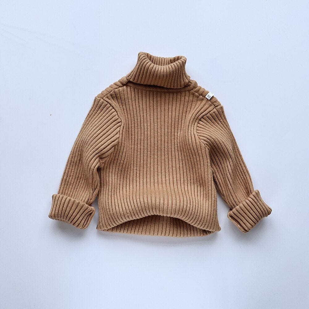 ニット・セーター Coffee / 80cm キッズ服 タートルネック カットソー セーター ニット シンプル ベーシック 無地 5色 男の子【mh0002793】