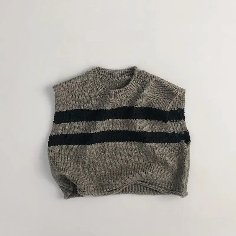 ベスト Dark Gray / 12M  80CM キッズベスト ボーダーニットジレベスト【mh0008950】