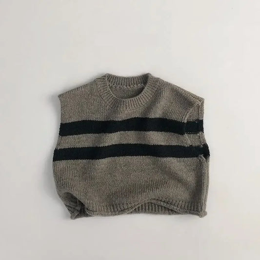 ベスト Dark Gray / 12M  80CM キッズベスト ボーダーニットジレベスト【mh0008950】