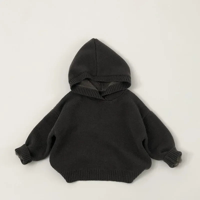 ニット・セーター Dark Gray / 80cm 12M キッズトップス 裏ファーフリースフーディニットプルオーバーセーター【mh0008022】