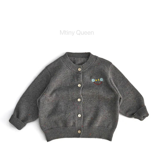 カーディガン・パーカー Dark Gray / 80cm ネップ刺繍クルーネックカーディガン【mh0011278】