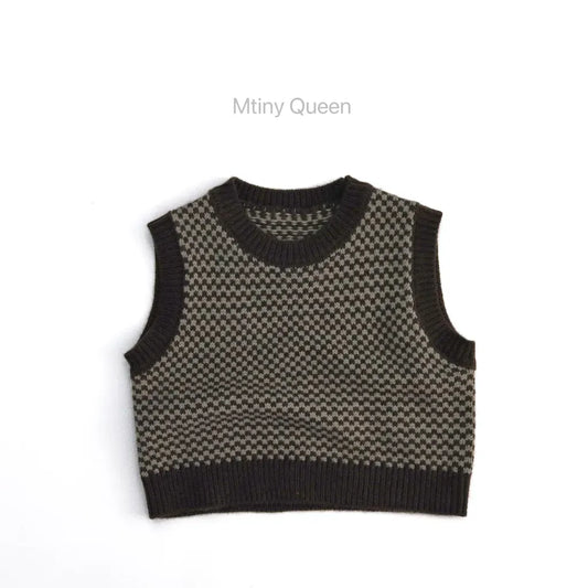 ベスト Dark Gray / 80cm パイピングブロック編みニットベスト【mh0011280】