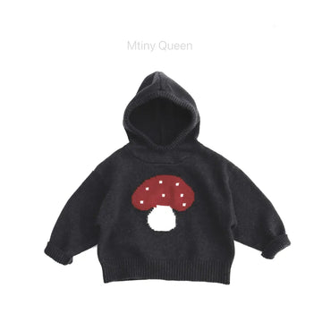 ニット・セーター Dark Gray / 80cm きのこモチーフフーディニットセーター【mh0011285】