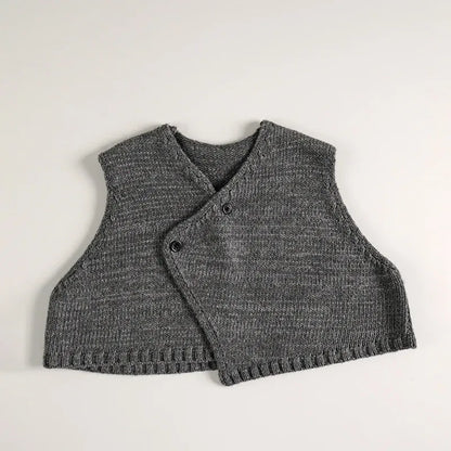 ノースリーブセットアップ gray vest / 12M  80CM キッズベスト/パンツ ニットアシメベスト/ニットワイドパンツ【mh0008335】