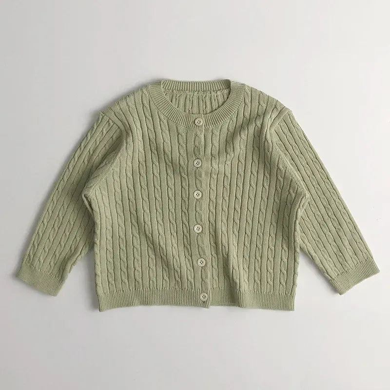 カーディガン・パーカー Green / 12M  80CM キッズカーディガン リブニットシンプル丸襟カーディガンジャケット【mh0008952】